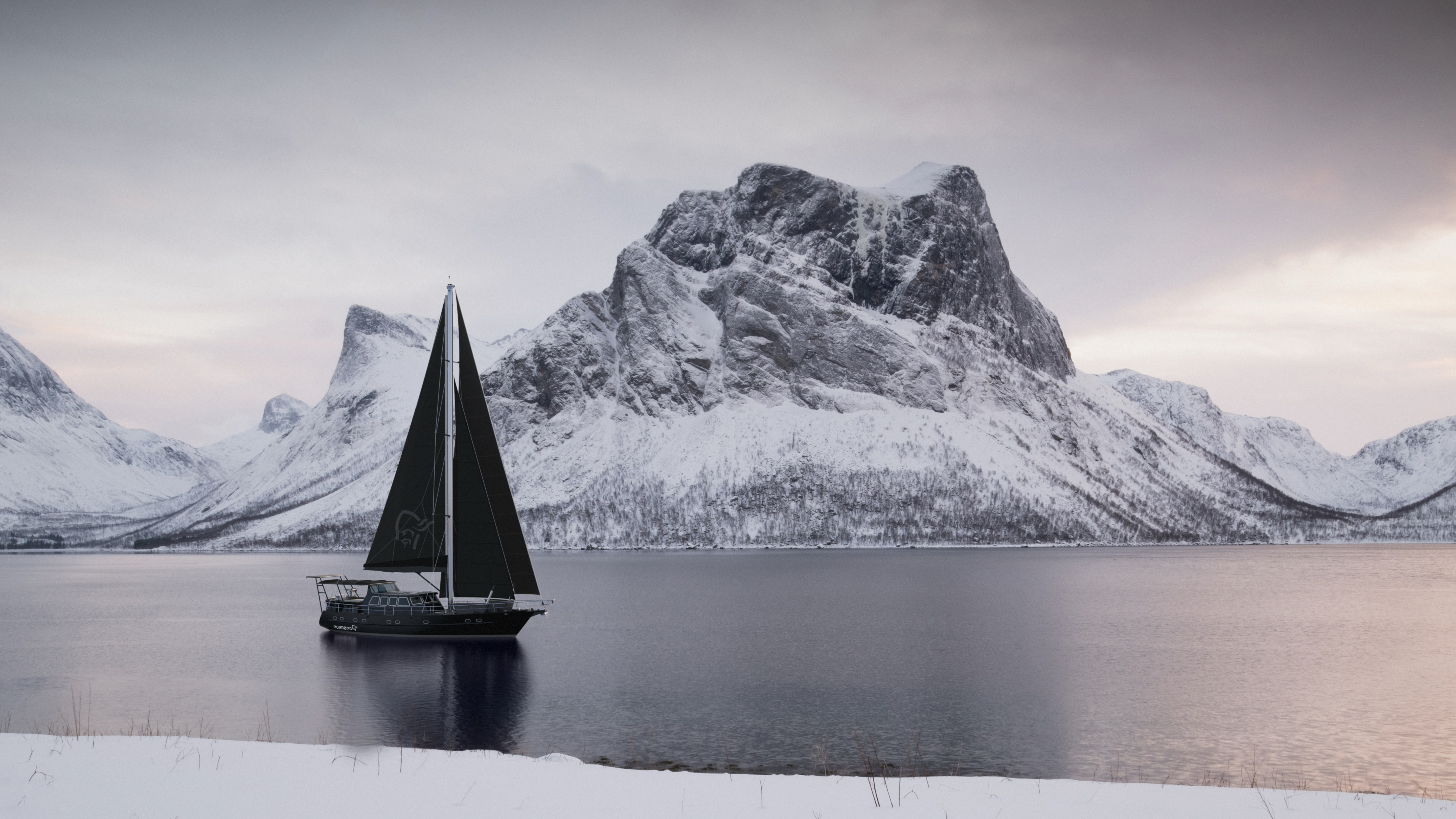 Sailboat navigating Nordic waters